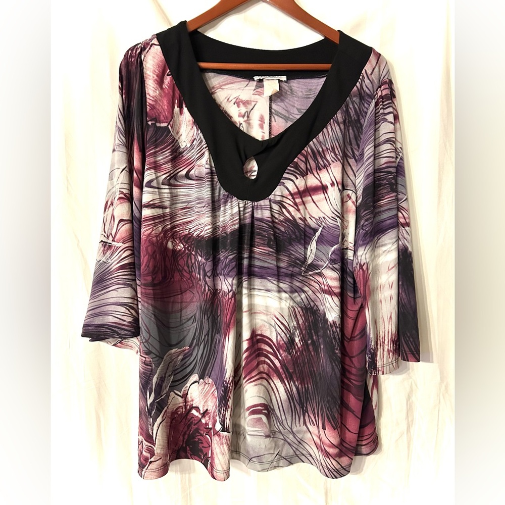 Dressbarn Purple and Black Swirl Blouse